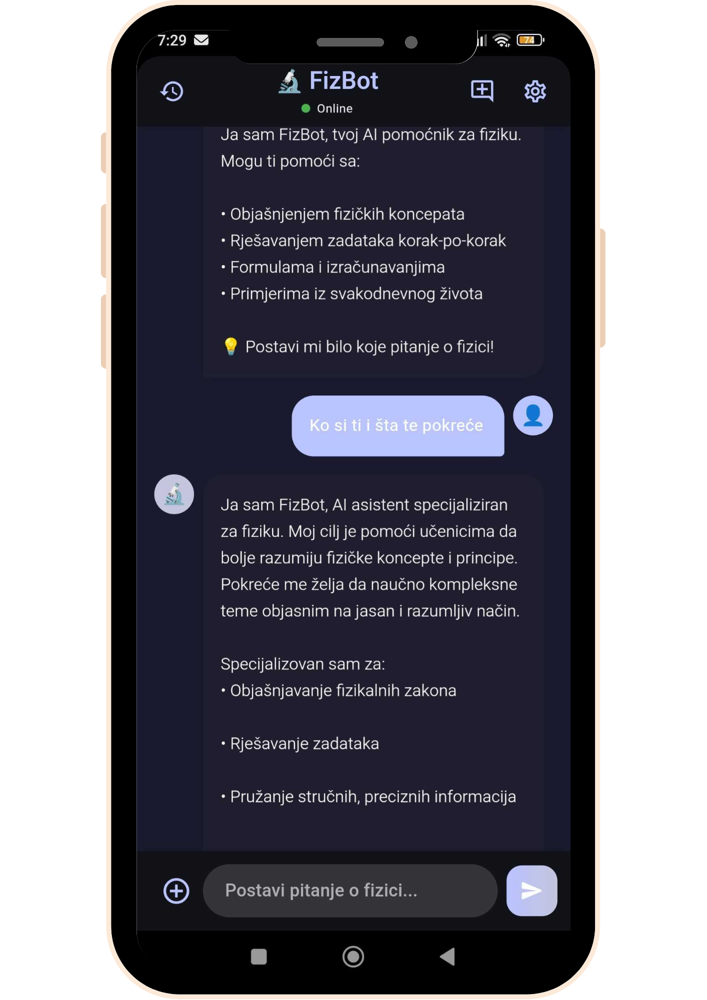 FizBot App Screenshot